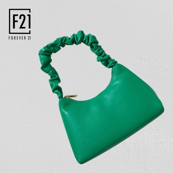 FOREVER 21 Faux Leather Ruched-Strap GREEN Color-Pop Handbag/Purse/Bag NWT - Picture 3 of 12